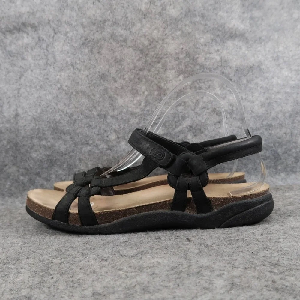 Teva Shoes Womens 9 Ventura Cork Sandals Leather Adjustable Strap Comfort Black - Picture 4 of 9